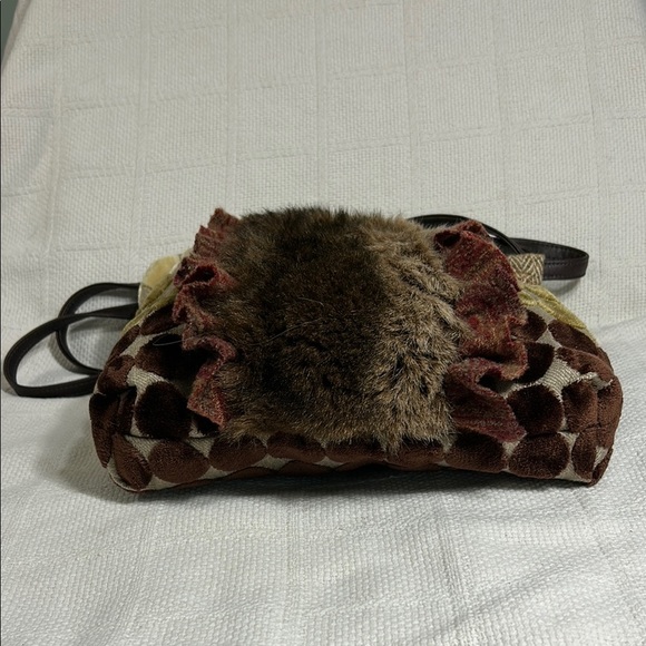 Unique Handmade Multi-Color Fur Accent Shoulder Bag - Picture 3 of 8